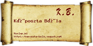 Káposzta Béla névjegykártya