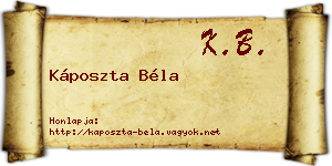 Káposzta Béla névjegykártya